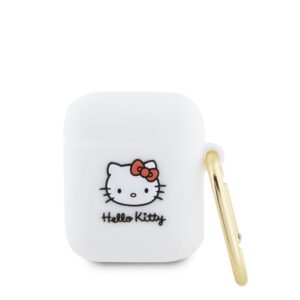 Korpus kõrvaklappidele Hello Kitty Apple Airpods 1/2 cover Silicone 3D Kitty Head White