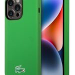 Aizmugurējais vāciņš Lacoste Apple iPhone 15 Pro 6.1 Liquid Silicone Microfiber Croc Logo Magsafe Back Cover Green Green