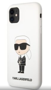 Aizmugurējais vāciņš Karl Lagerfeld Apple iPhone 11 Liquid Silicone Ikonik NFT Case White