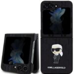 Back panel cover Karl Lagerfeld Samsung Galaxy Z Flip 5 PU Saffiano Monogram Ikonik NFT Case Black