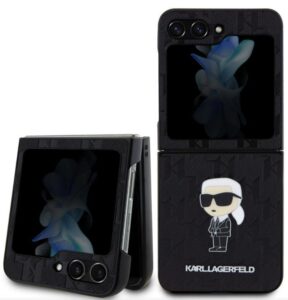 Nugarėlės dėklai Karl Lagerfeld Samsung Galaxy Z Flip 5 PU Saffiano Monogram Ikonik NFT Case Black