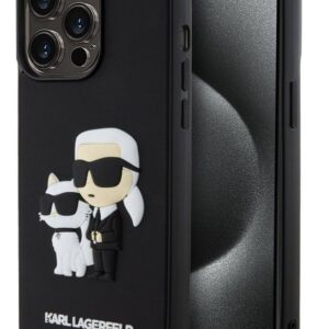 Tagakaaned Karl Lagerfeld Apple iPhone 15 Pro Max Rubber Karl and Choupette Case Black