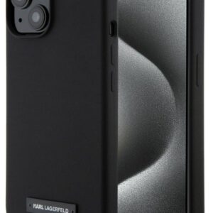 Tagakaaned Karl Lagerfeld Apple iPhone 15 Liquid Silicone Plaque MagSafe Case Black