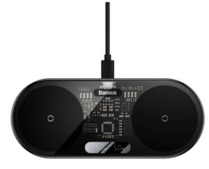 Wireless charger Baseus Universal Digital LED Display dual wireless charger with digital display 20W Black