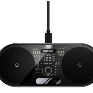 Juhtmeta laadija Baseus Universal Digital LED Display dual wireless charger with digital display 20W Black