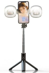 Selfie stick iLike Universal SELFIE MINI HANDLE BLUETOOTH REMOTE CONTROL LED LAMPS Black