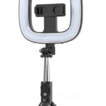 Selfie nūja iLike Universal SELFIE HANDLE TRIPOD AND RING LIGHT BLUETOOTH Black