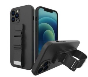 Nugarėlės dėklai Wozinsky Samsung Galaxy A52s 5G / A52 5G / A52 4G case Gel Lanyard with Chain Purse Lanyard Black