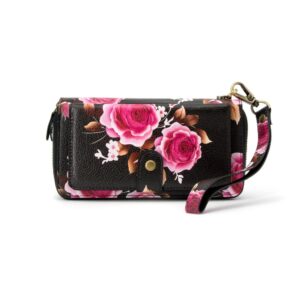 Case universal pocket Evelatus Universal Wallet Zipper Design Flower Black