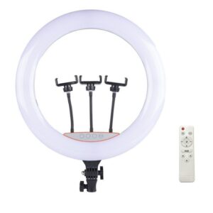 Selfie pulk Elight  SR18 45cm LED Light Ring with 3x Smartphone holder + 220V Adapter + BT remote Black