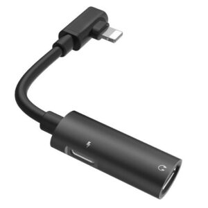 Üleminek Hoco  Dual Lightning Cable Audio Converter To Lightning Headset Plug + Lightning Charger Plug Juodas Black