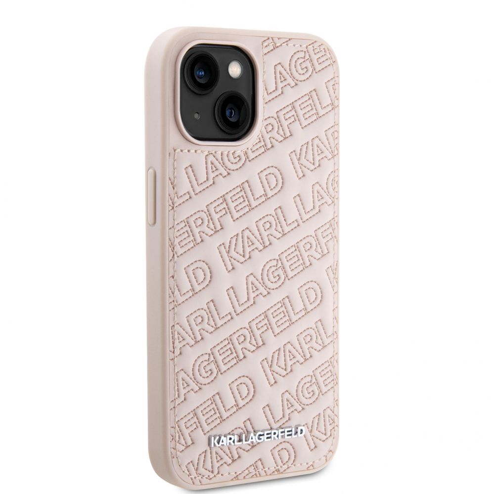 Back panel cover Karl Lagerfeld Apple iPhone 15 Quilted K Pattern Case Pink