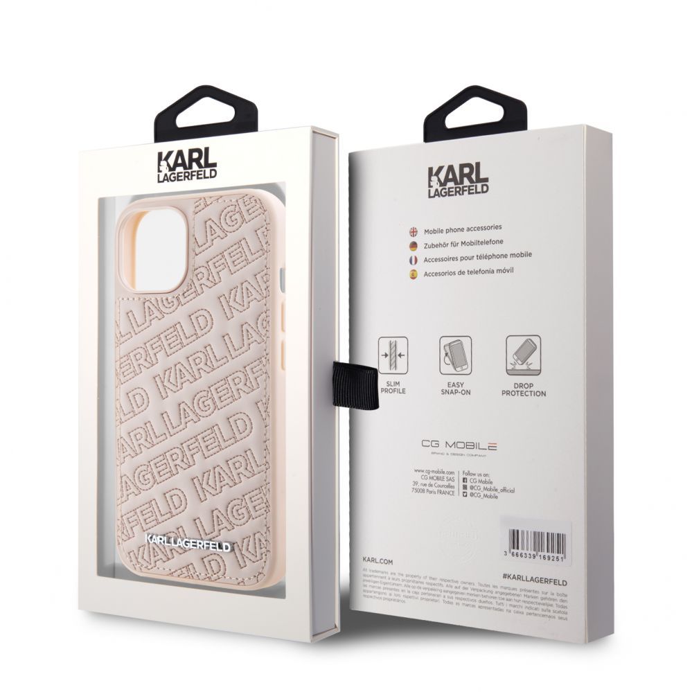 Back panel cover Karl Lagerfeld Apple iPhone 15 Quilted K Pattern Case Pink