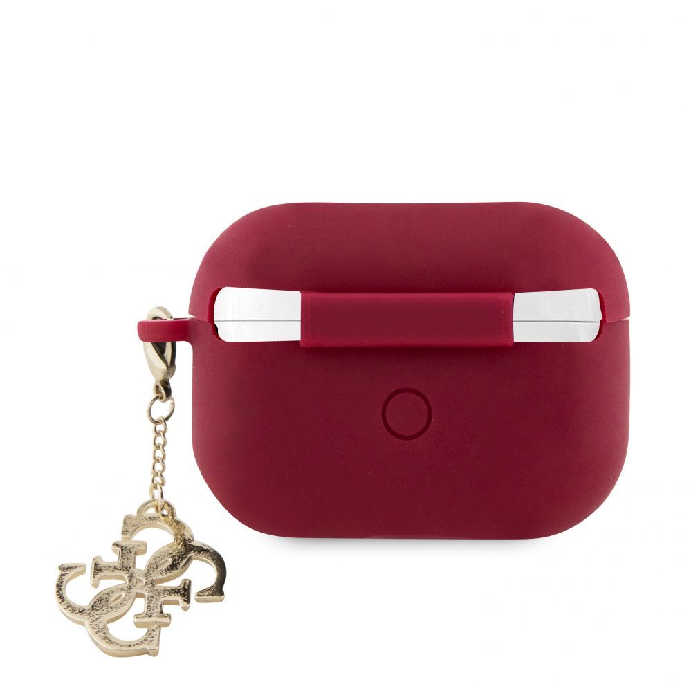 Headphone case Guess Apple Airpods Pro Case Silicone Classic Logo Gold With 4G Charm Magenta