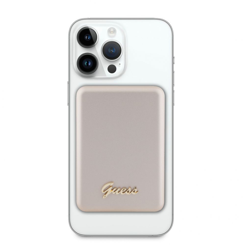 Väline aku Guess Power Bank 5000mAh 15W MagSafe And Regular Charge With Metal Ssript Logo Gold
