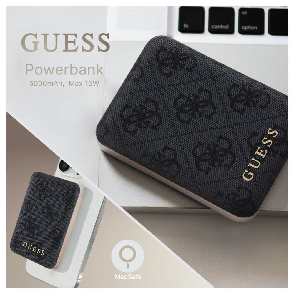 Išorinė baterija Guess Power Bank MagSafe 5000mAh 4G PU Black