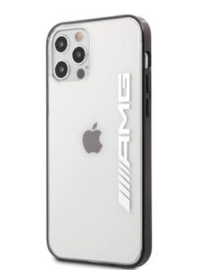 Aizmugurējais vāciņš AMG Apple iPhone 12/12 Pro 6.1' Mettalic Black Edges Case Transparent