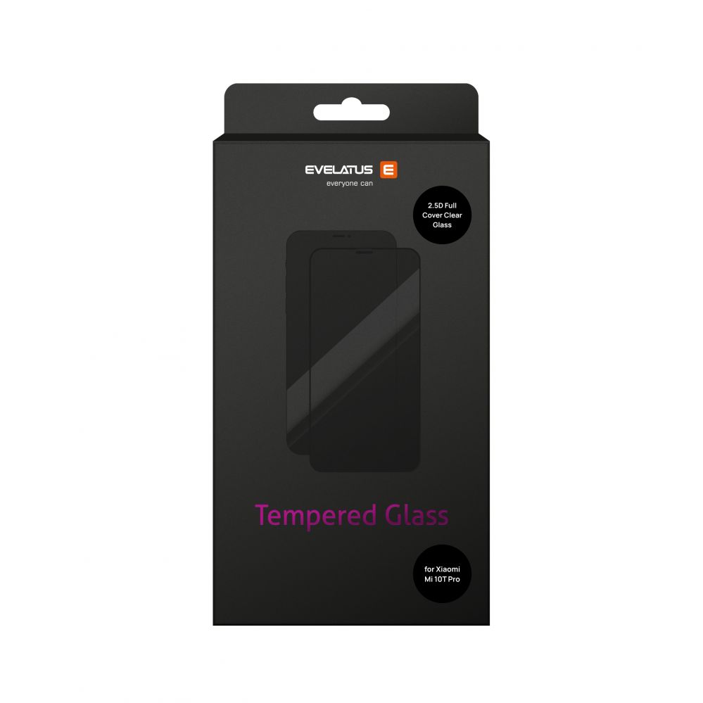 Protective glass Evelatus Xiaomi Xiaomi Mi 10T Pro 2.5D Full Cover Japan Glue Glass Anti-Static