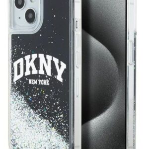 Back panel cover DKNY Apple iPhone 15 hardcase Liquid Glitter Big Logo Black