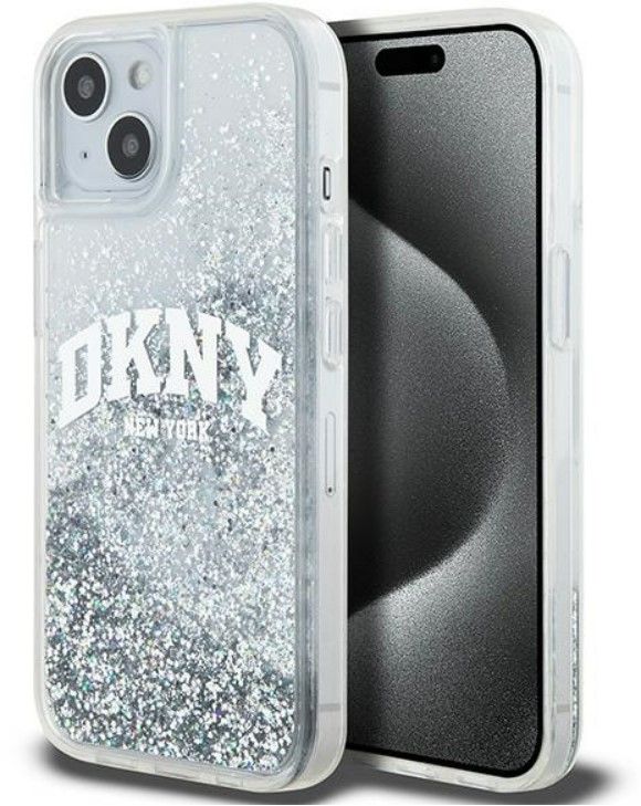 Back panel cover DKNY Apple iPhone 15 hardcase Liquid Glitter Big Logo Black