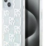 Back panel cover DKNY Apple iPhone 15 hardcase Liquid Glitter Multilogo White