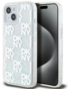 Aizmugurējais vāciņš DKNY Apple iPhone 15 hardcase Liquid Glitter Multilogo White