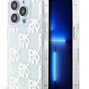 Aizmugurējais vāciņš DKNY Apple iPhone 15 Pro 6.1 hardcase Liquid Glitter Multilogo White