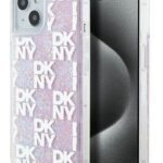 Чехол на заднюю панель DKNY Apple iPhone 15 hardcase Liquid Glitter Multilogo Pink