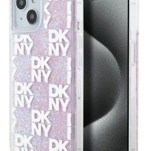 Back panel cover DKNY Apple iPhone 15 hardcase Liquid Glitter Multilogo Pink