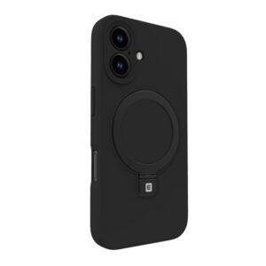 Aizmugurējais vāciņš Evelatus Apple iPhone 16 Premium Magsafe with Stand Soft Touch Silicone Case Black