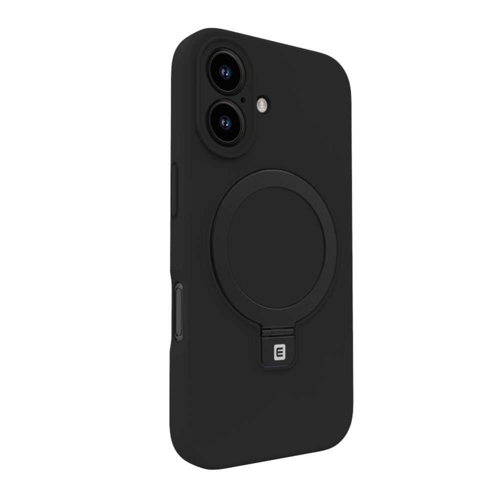 Aizmugurējais vāciņš Evelatus Apple iPhone 16 Premium Magsafe with Stand Soft Touch Silicone Case Black