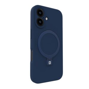 Back panel cover Evelatus Apple iPhone 16 Premium Magsafe with Stand Soft Touch Silicone Case Dark Blue