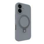 Back panel cover Evelatus Apple iPhone 16 Premium Magsafe with Stand Soft Touch Silicone Case Silver