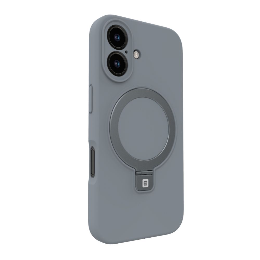 Back panel cover Evelatus Apple iPhone 16 Premium Magsafe with Stand Soft Touch Silicone Case Silver