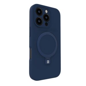 Back panel cover Evelatus Apple iPhone 16 Pro Max Premium Magsafe with Stand Soft Touch Silicone Case Dark Blue