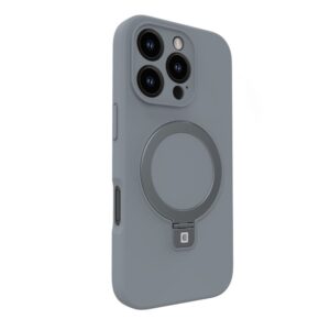 Back panel cover Evelatus Apple iPhone 16 Pro Max Premium Magsafe with Stand Soft Touch Silicone Case Silver