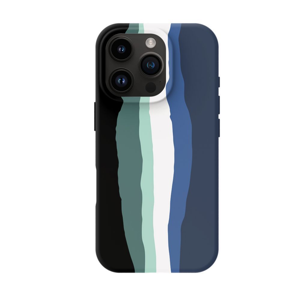 Back panel cover Evelatus Apple iPhone 16 Pro Max Multi-Colored Silicone Case With MagSafe Aura Blue