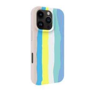 Aizmugurējais vāciņš Evelatus Apple iPhone 16 Pro Max Multi-Colored Silicone Case With MagSafe Beige Cream