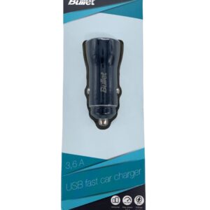 Adapteris -  BULLET USB Car Charger Q3.0 + Type C 2.4A Black