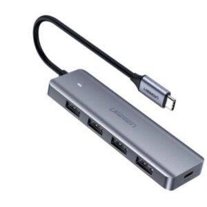 Üleminek Ugreen  4-Port USB3.0 Hub with USB-C Power Supply Grey