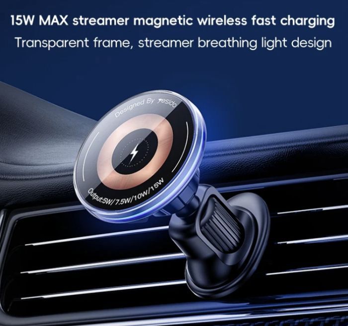 Auto holder yesido 15W Air Outlet Car MagSafe Magnetic Wireless Charging Holder Black