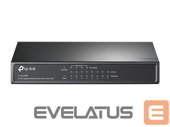 Server – muud tarvikud TP-Link Switch TL-SG1008P Unmanaged, Desktop, 1 Gbps (RJ-45) ports quantity 8, PoE ports quantity 4, Power supply type External