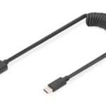 Kabelis Digitus  USB 2.0 Type A to USB C Spiral Cable AK-300430-006-S Black, 1 m 