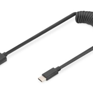 Cable Digitus  USB 2.0 Type A to USB C Spiral Cable AK-300430-006-S Black, 1 m 