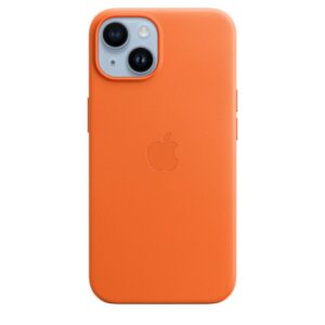 Aizmugurējais vāciņš Apple - iPhone 14 Leather Case with MagSafe Orange
