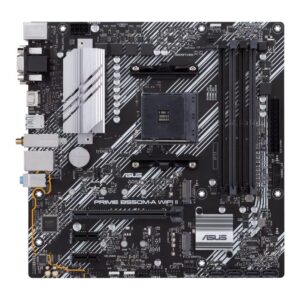 Intel procesoriaus pagrindinė plokštė Asus  PRIME B550M-A WIFI II Processor family AMD, Processor socket AM4, DDR4 DIMM, Memory slots 4, Supported hard disk drive interfaces 	SATA, M.2, Number of SATA connectors 4, Chipset AMD B550, microATX 