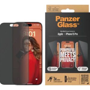 Back panel cover PanzerGlass  Privacy Screen Protector iPhone 2023 6.1" Pro | Ultra-Wide Fit w. EasyAligner 