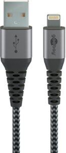 Cable Goobay  Lightning to USB-A Textile Cable with Metal Plugs 
