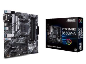 AMD protsessori emaplaat Asus  Mainboard||AMD B550|SAM4|MicroATX|Memory DDR4|Memory slots 4|2xPCI-Express 3.0 1x|1xPCI-Express 4.0 16x|2xM.2|1x15pin D-sub|1xDVI-D|1xHDMI|6xUSB 3.2|1xPS/2|1xRJ45|3xAudio port|PRIMEB550M-A 