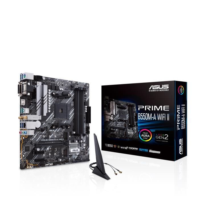 Motherboard for AMD processors Asus Mainboard||AMD B550|SAM4|MicroATX|Memory DDR4|Memory slots 4|2xPCI-Express 3.0 1x|1xPCI-Express 4.0 16x|2xM.2|1x15pin D-sub|1xDVI-D|1xHDMI|2xAudio-In|1xAudio-Out|6xUSB 3.2|1xPS/2|1xRJ45|PRIMEB550M-AWIFIII